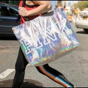 VS PINK OVERSIZED HOLOGRAPHIC BAG